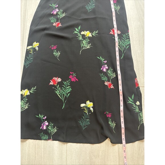 Vince Camuto Black Floral Maxi Dress Crisscross Back Spaghetti Straps Sz 4 - Picture 7 of 9